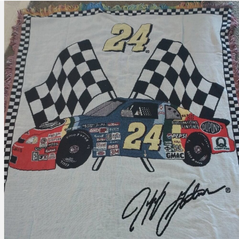 Nascar Tapestry Woven Throw Blanket Jeff Gordon #24 Motorsports 1998 Avon New